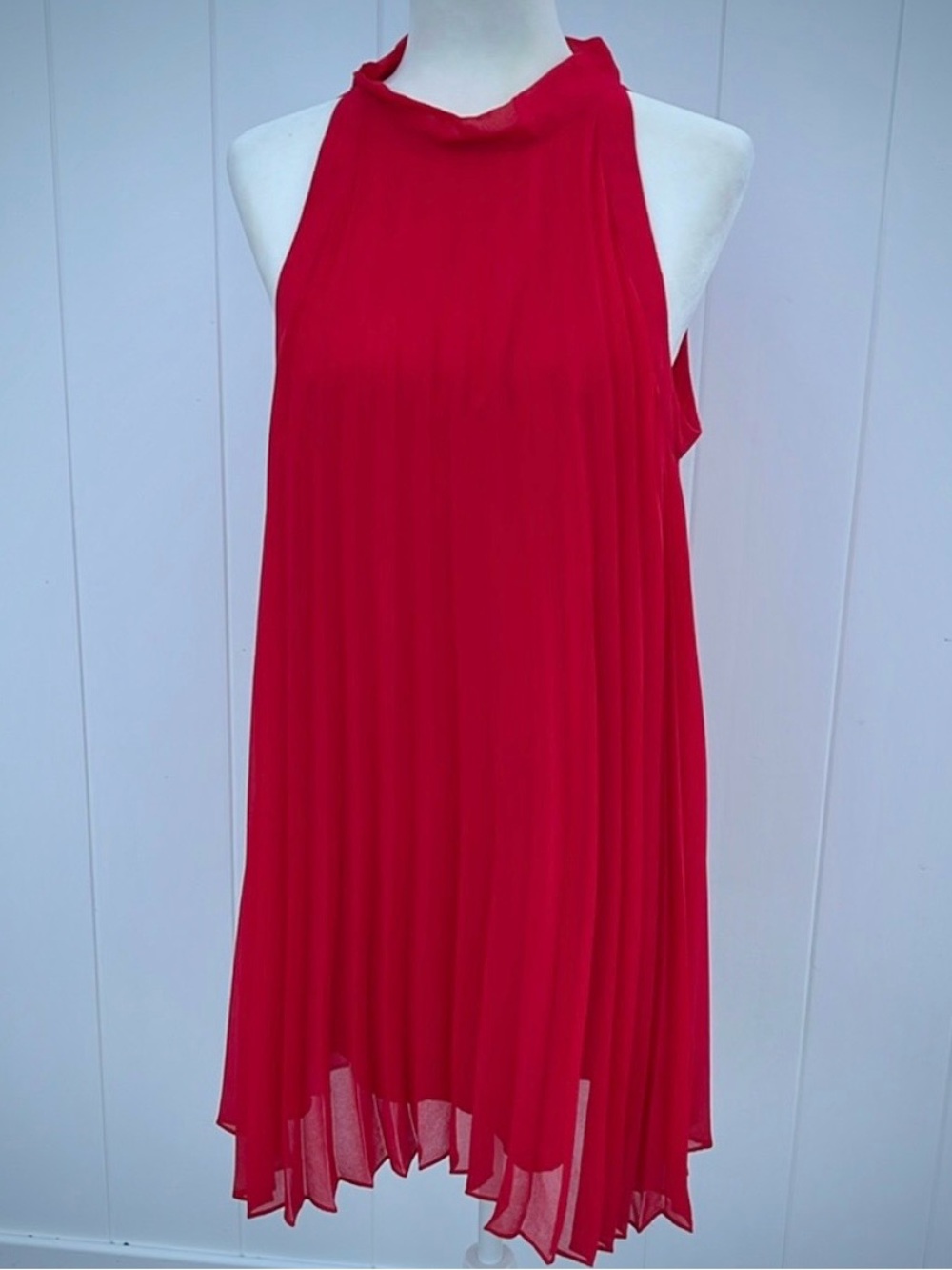 Betsey Johnson Red Halter Pleated Women's Tie Shift Dress